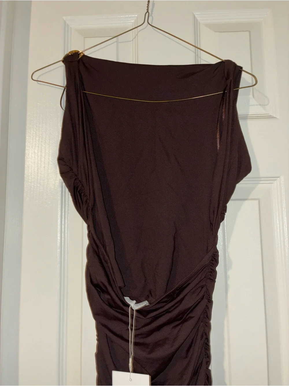 Ruched Dark Brown Dress